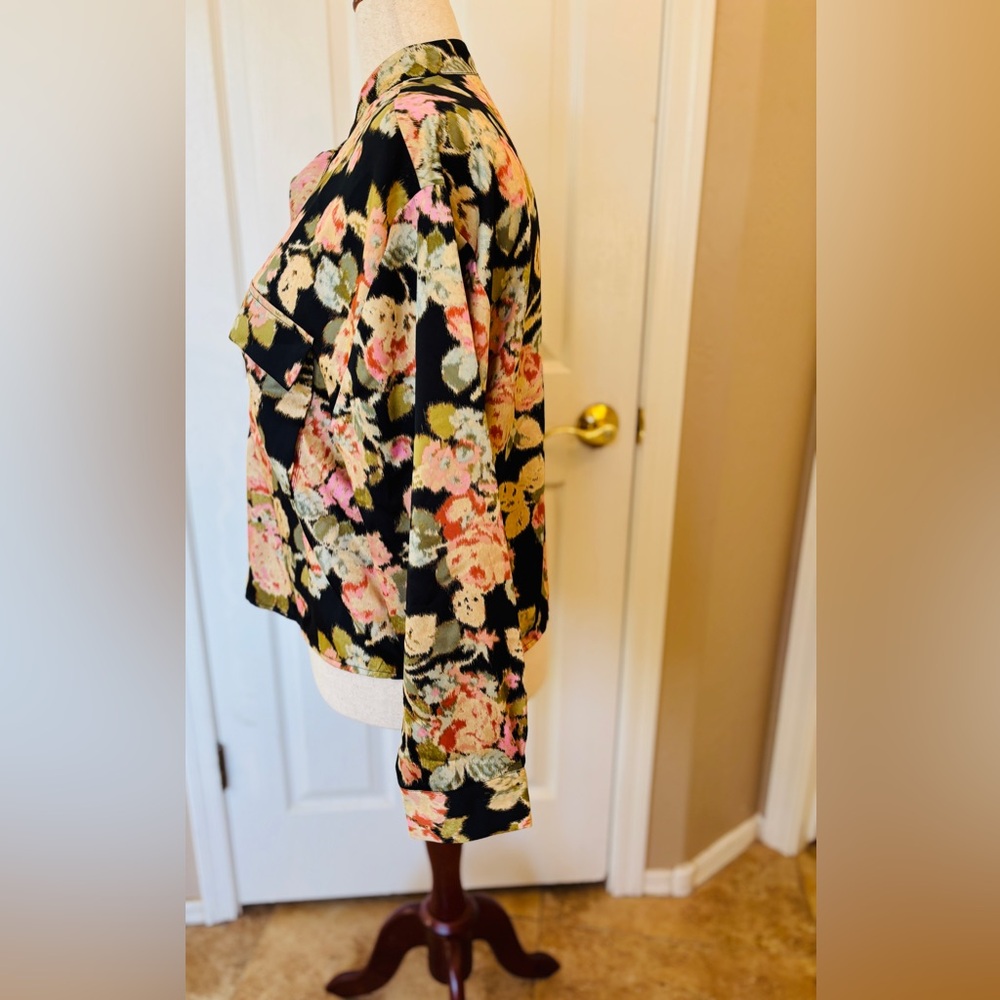 Loft Floral Black and Pink LS Blouse Women’s Size XL Style #140923 Floral NWT - Picture 4 of 9